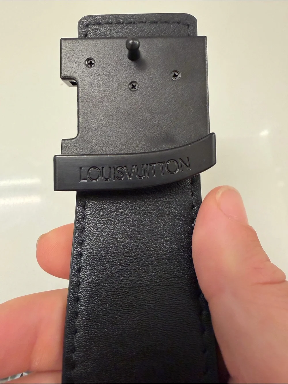 Louis Vuitton Black Monogram Eclipse LV Initiales Belt